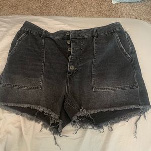 Black denim shorts